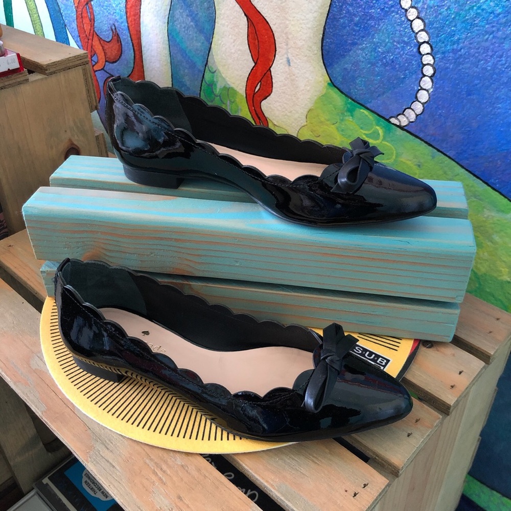 Kate Spade New York black bow tie flats